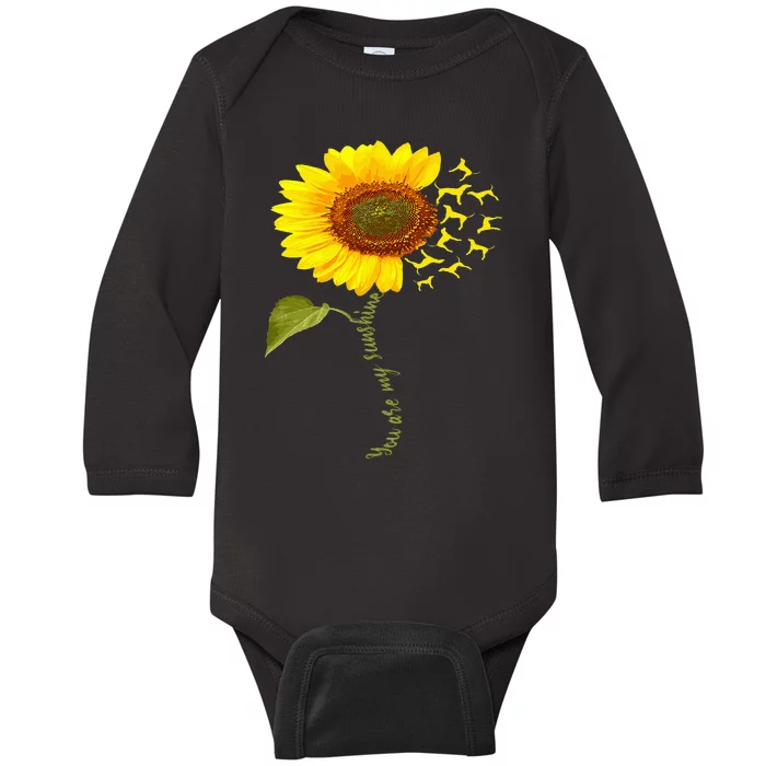 Treeing Walker Coonhound Sunflower Baby Long Sleeve Bodysuit