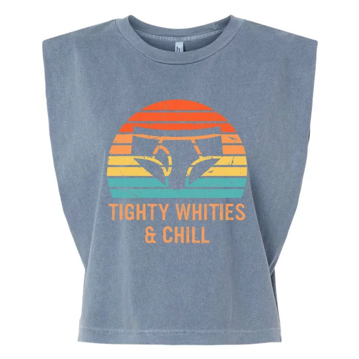 Tighty Whities & Chill Retro Sunset Garment-Dyed Women's Muscle Tee