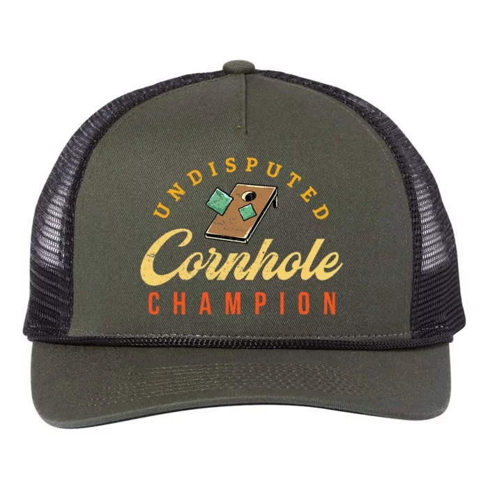 Tournament Win Cornhole Champion Corn Hole Champ Toss Game Retro Rope Trucker Hat Cap