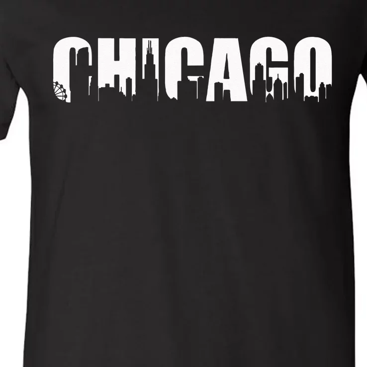 The Windy City Chicago Illinois Home City V-Neck T-Shirt