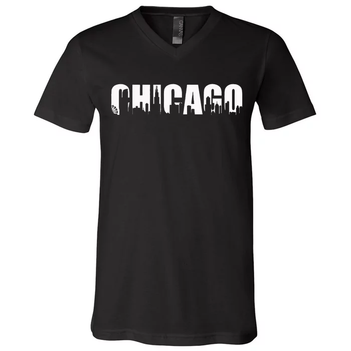 The Windy City Chicago Illinois Home City V-Neck T-Shirt