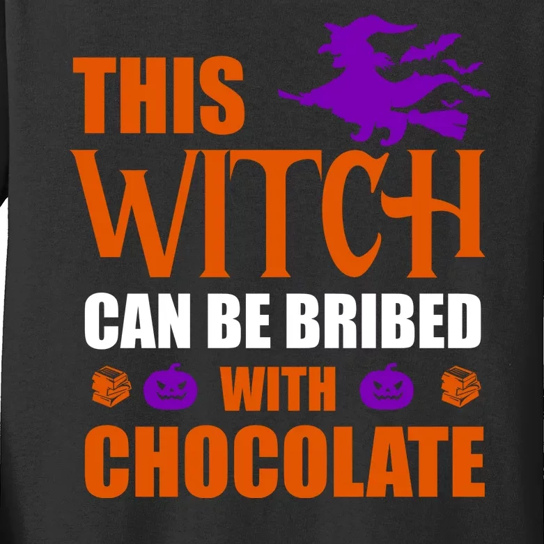 This Witch Can Be Bribed With Chocolate Kids Long Sleeve Shirt