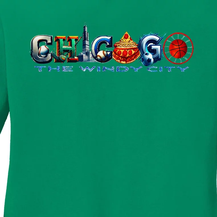 The Windy City A Chicago Sporting Team Fan A Fun Chicagoan Ladies Long Sleeve Shirt