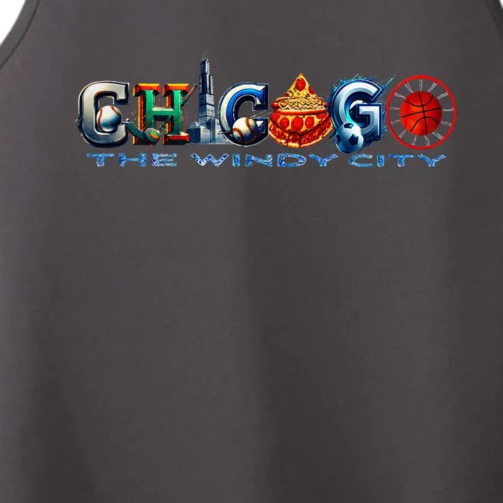 The Windy City A Chicago Sporting Team Fan A Fun Chicagoan Performance Tank