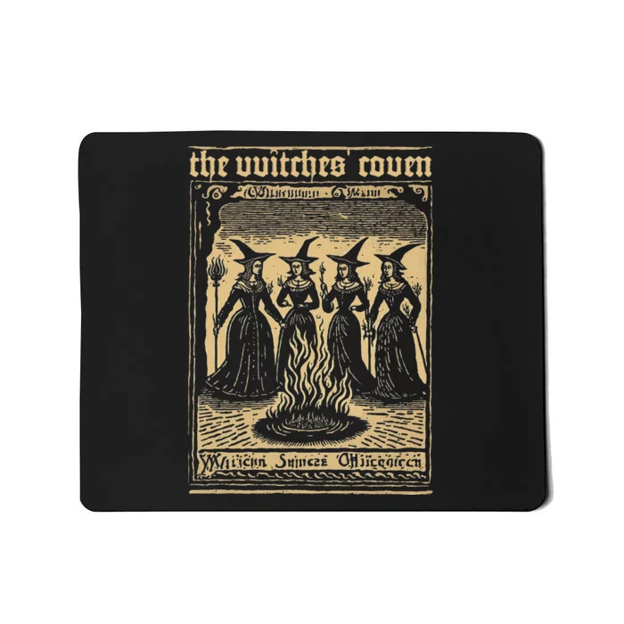 The Witches Coven Witchcraft 1720 Woodcut Imagery Mousepad