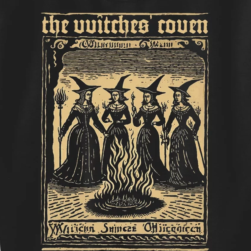 The Witches Coven Witchcraft 1720 Woodcut Imagery Kids Sweatshirt