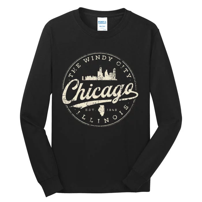 The Windy City Vintage Chicago Illinois Gifts Chi Town Tall Long Sleeve T-Shirt