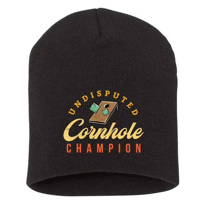 Tournament Win Cornhole Champion Corn Hole Champ Toss Game Short Acrylic Beanie