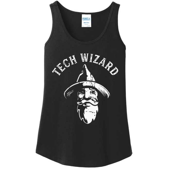 Tech Wizard Cool Technology I.T. Computer Whiz Techie Geek Ladies Essential Tank