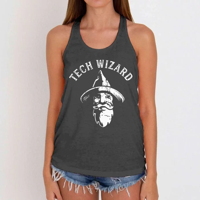 Tech Wizard Cool Technology I.T. Computer Whiz Techie Geek Women's Knotted Racerback Tank