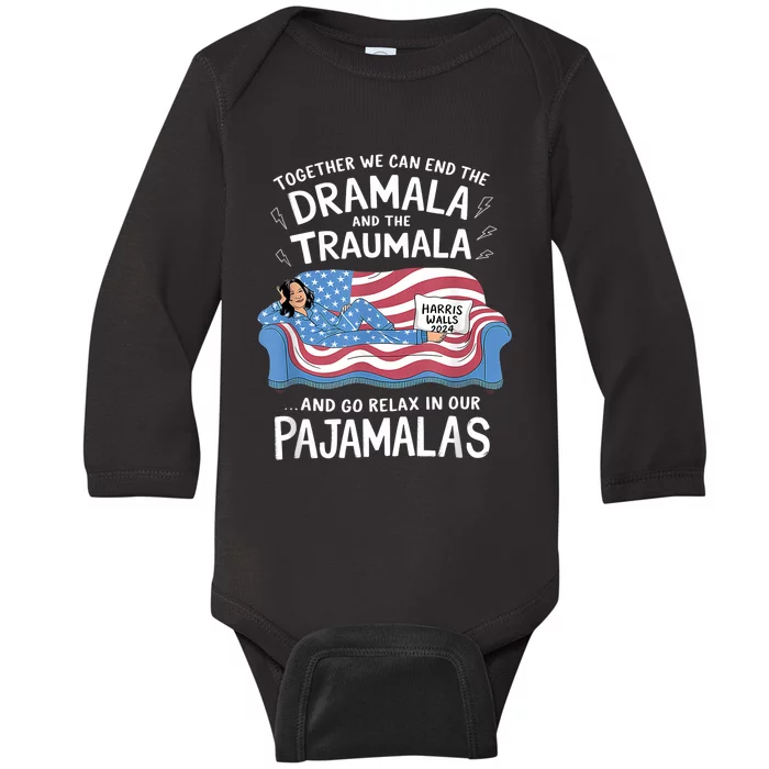 Together We Can End The Dramala And Traumala Pajamas Funny Baby Long Sleeve Bodysuit