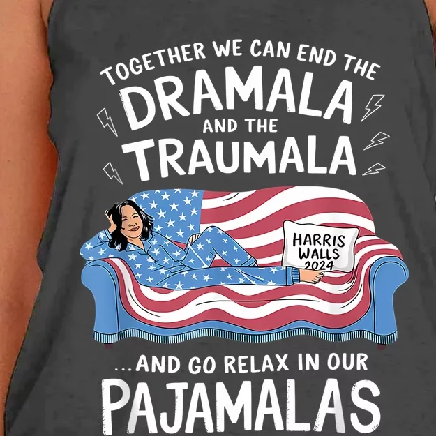 Together We Can End The Dramala And Traumala Pajamas Funny Women's Knotted Racerback Tank