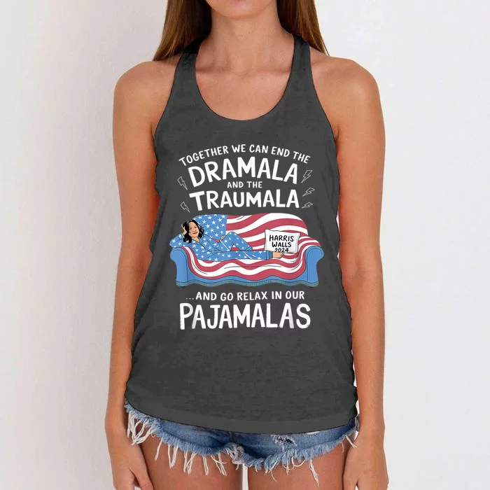 Together We Can End The Dramala And Traumala Pajamas Funny Women's Knotted Racerback Tank