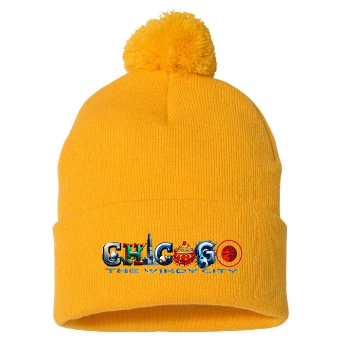 The Windy City A Chicago Sporting Team Fan A Fun Chicagoan Pom Pom 12in Knit Beanie