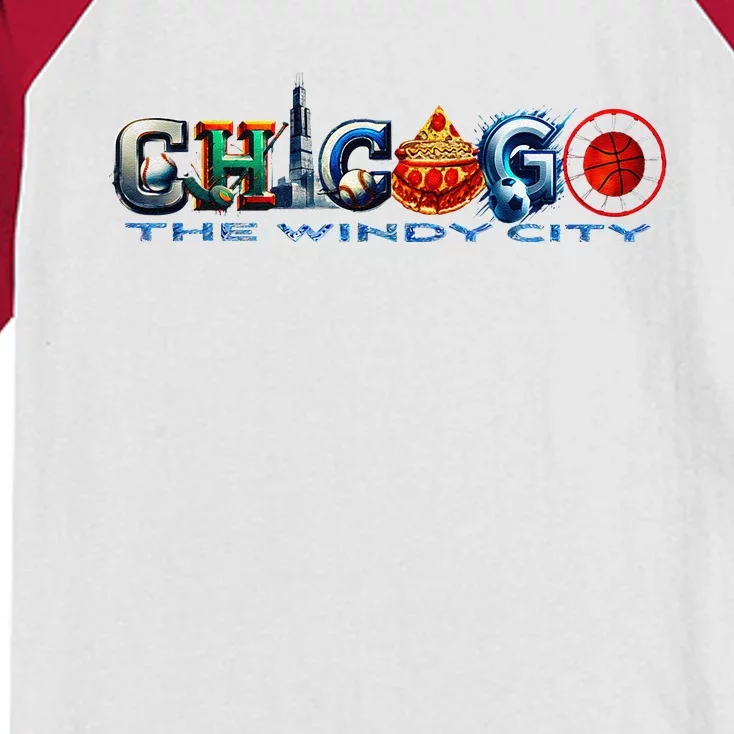 The Windy City A Chicago Sporting Team Fan A Fun Chicagoan Kids Colorblock Raglan Jersey