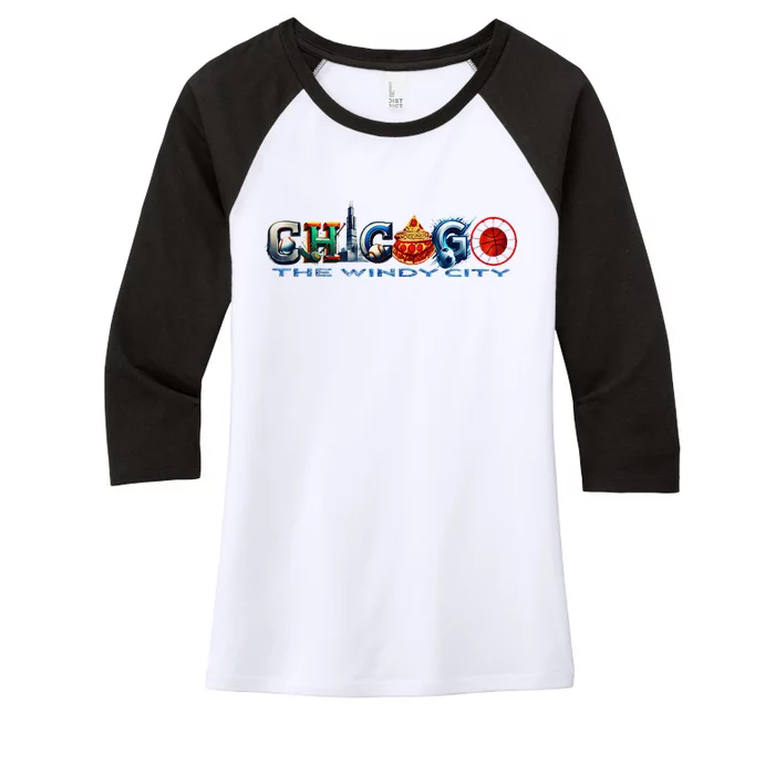 The Windy City A Chicago Sporting Team Fan A Fun Chicagoan Women's Tri-Blend 3/4-Sleeve Raglan Shirt