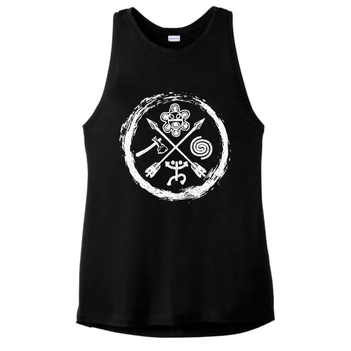 Taino Warrior Coqui Sun Puerto Rico Taina Boricua Boriken Ladies Tri-Blend Wicking Tank