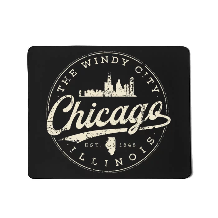 The Windy City Vintage Chicago Illinois Gifts Chi Town Mousepad