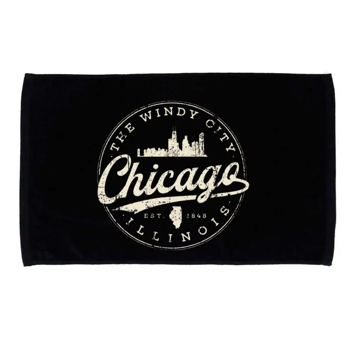 The Windy City Vintage Chicago Illinois Gifts Chi Town Microfiber Hand Towel