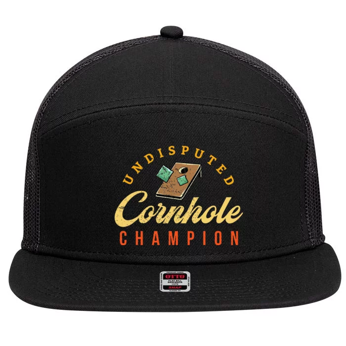 Tournament Win Cornhole Champion Corn Hole Champ Toss Game 7 Panel Mesh Trucker Snapback Hat