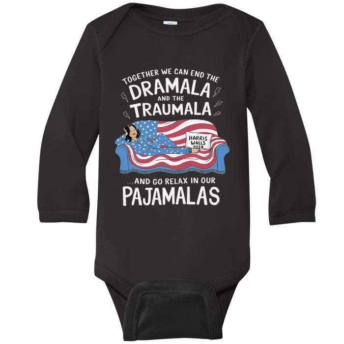 Together We Can End The Dramala And Traumala Pajamas Funny Baby Long Sleeve Bodysuit