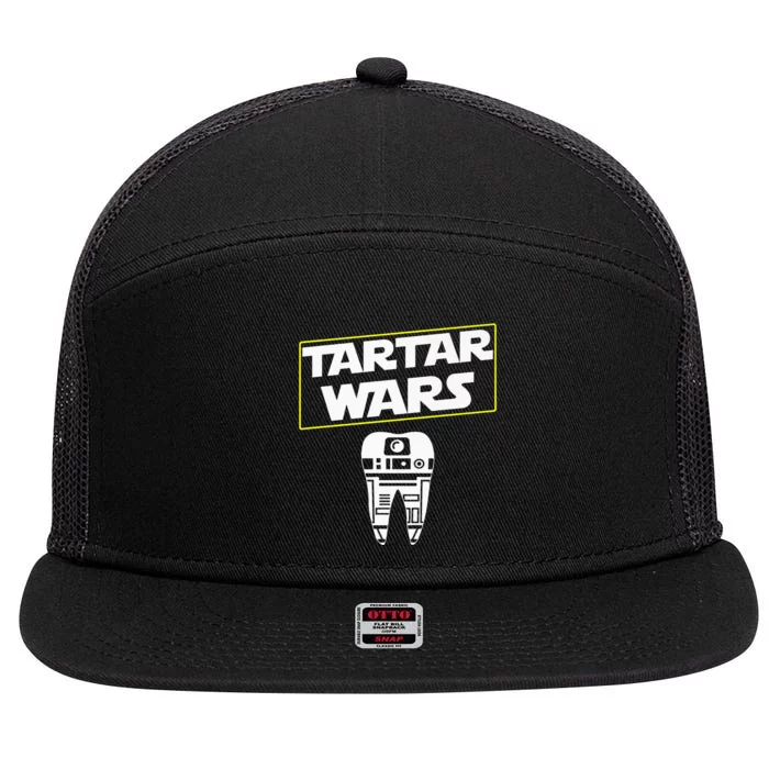 Tartar Wars Dental Hygienists Funny Dentist 7 Panel Mesh Trucker Snapback Hat