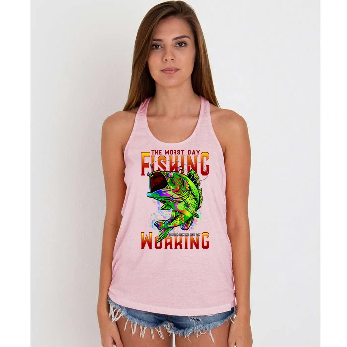 The Worst Day Fishing Is Better Than The Best Day Working Women's Knotted Racerback Tank