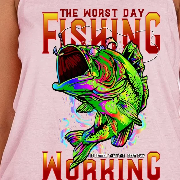 The Worst Day Fishing Is Better Than The Best Day Working Women's Knotted Racerback Tank