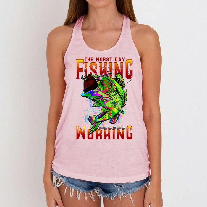 The Worst Day Fishing Is Better Than The Best Day Working Women's Knotted Racerback Tank