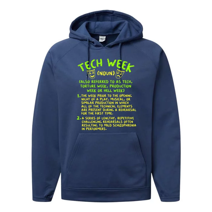 Tech Week Definition Theatre Rehearsal Gift Performance Fleece Hoodie