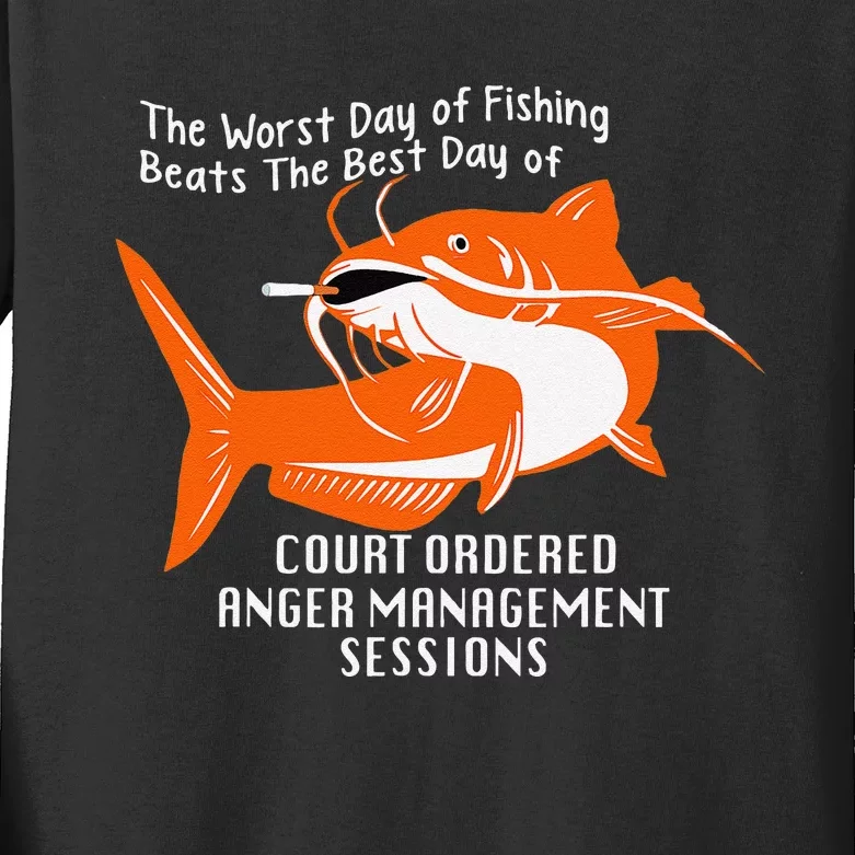 The Worst Day Of Fishing Beats The Best Of Court Ordered Kids Long Sleeve Shirt