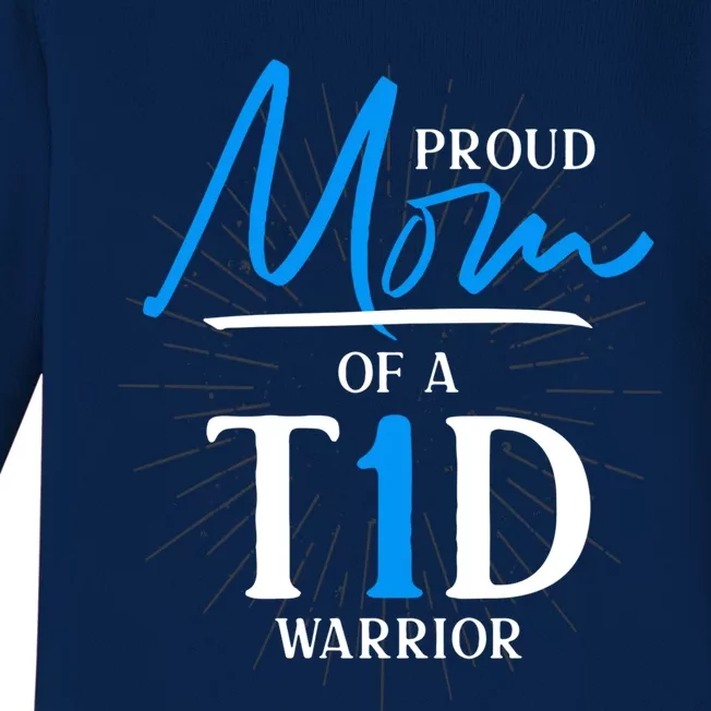 T1d Warrior Diabetes Awareness Month Mom Diabetes Awareness Cool Gift Baby Long Sleeve Bodysuit