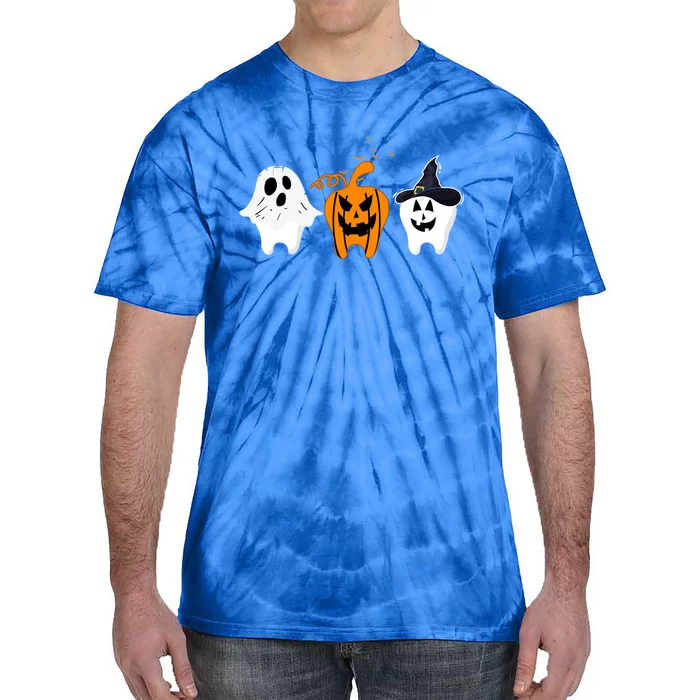 Teeth Witch Dentist Ghost Pumpkin Scary Halloween Costumes Gift Tie-Dye T-Shirt