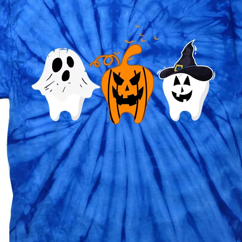 Teeth Witch Dentist Ghost Pumpkin Scary Halloween Costumes Gift Tie-Dye T-Shirt