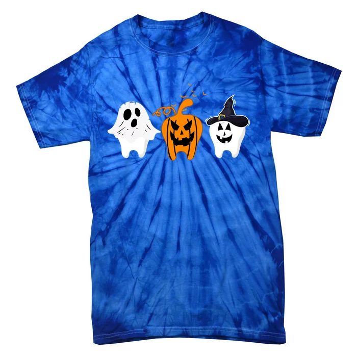 Teeth Witch Dentist Ghost Pumpkin Scary Halloween Costumes Gift Tie-Dye T-Shirt