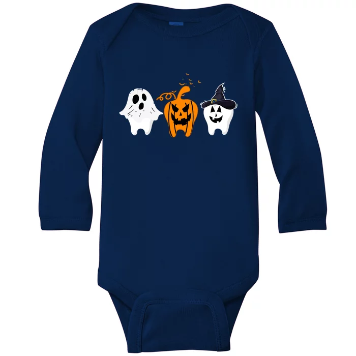 Teeth Witch Dentist Ghost Pumpkin Scary Halloween Costumes Gift Baby Long Sleeve Bodysuit