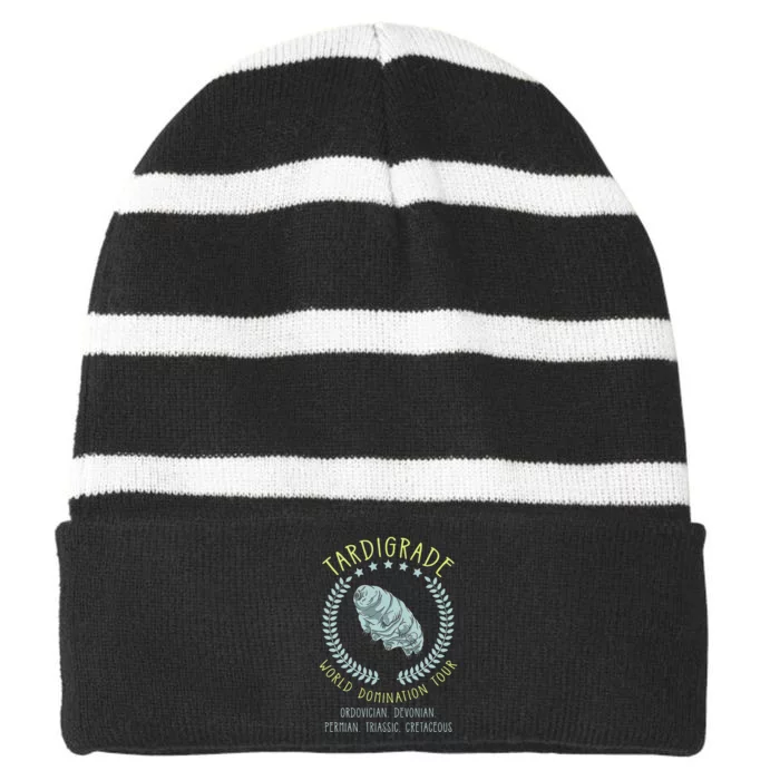 Tardigrade World Domination Microbiologist Gift Striped Beanie with Solid Band