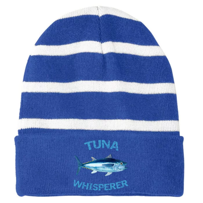 Tuna Whisperer Deep Sea Fishing Tuna Fish Bluefin Tuna Gift Striped Beanie with Solid Band