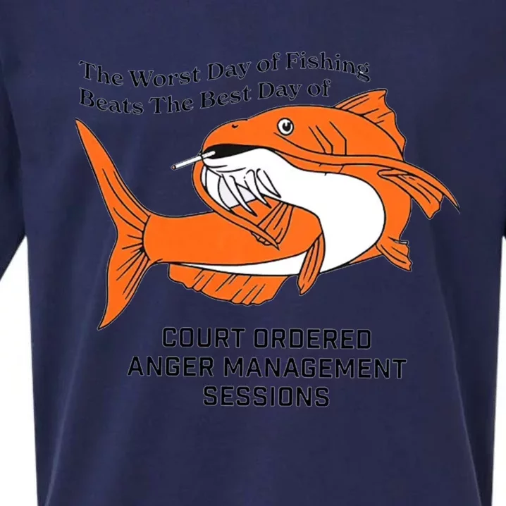 The Worst Day Of Fishing Beats The Best Day Of Court Ordered Anger Management Se Sueded Cloud Jersey T-Shirt