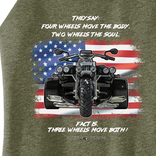 Three Wheels Do Both! USA Flags Trike Gift Women’s Perfect Tri Rocker Tank