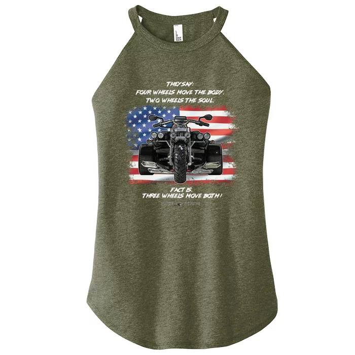 Three Wheels Do Both! USA Flags Trike Gift Women’s Perfect Tri Rocker Tank