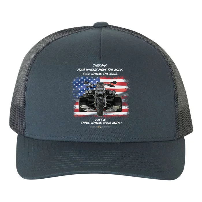 Three Wheels Do Both! USA Flags Trike Gift Yupoong Adult 5-Panel Trucker Hat