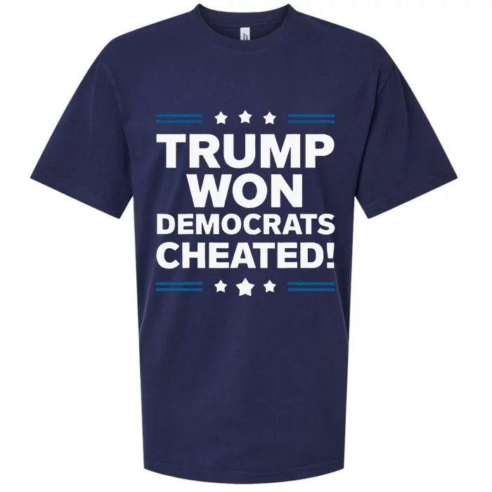 Trump Won Democrats Cheated Sueded Cloud Jersey T-Shirt