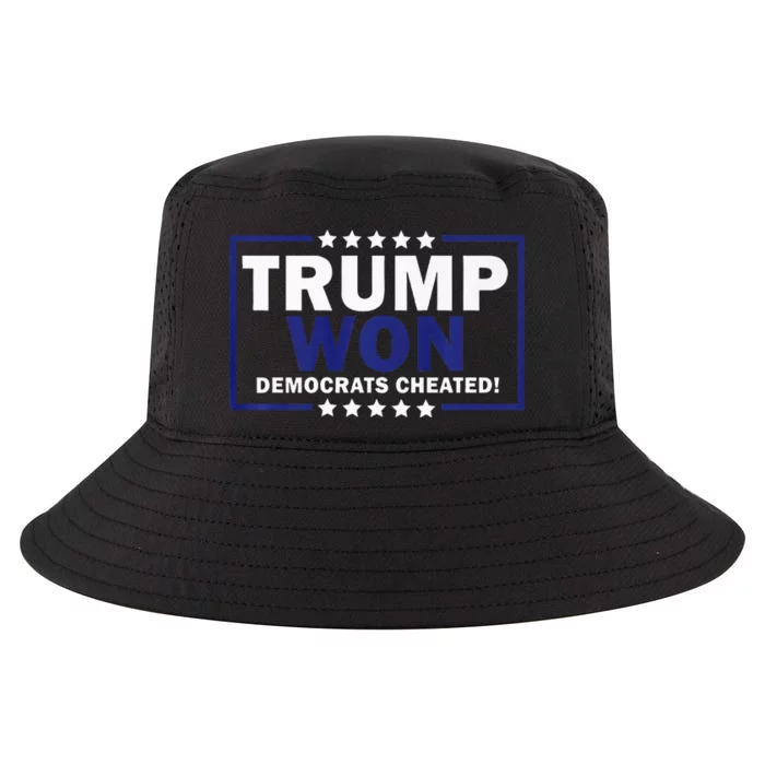 Trump Won Democrats Cheated Funny Premium Cool Comfort Performance Bucket Hat