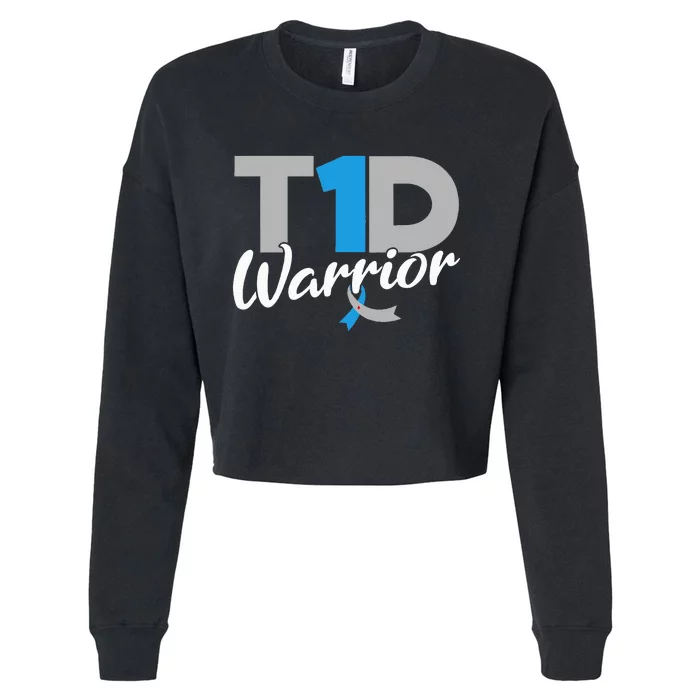 T1D Warrior Diabetes Awareness Type 1 Diabetic Cropped Pullover Crew