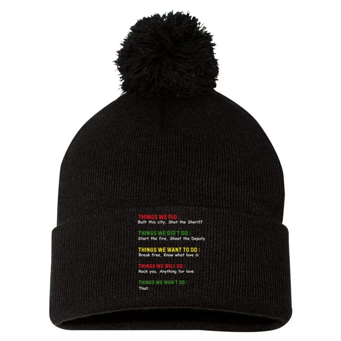 Things We Did Built This City Shot The Sheriff Pom Pom 12in Knit Beanie