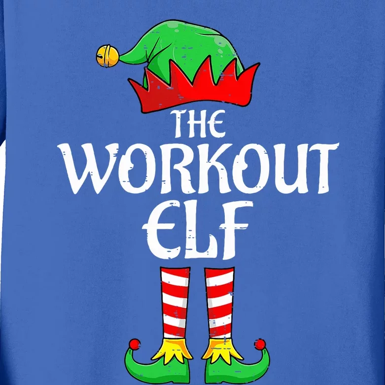 The Workout Elf Xmas Matching Christmas Family Pajama Kids Long Sleeve Shirt