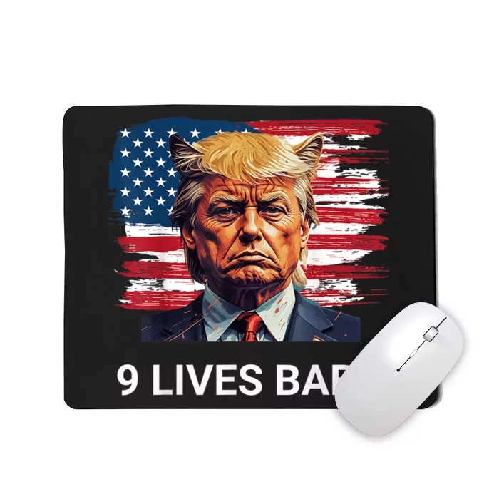 Trump With Ears Cat In Suite American Flag Nine Lives Baby Mousepad