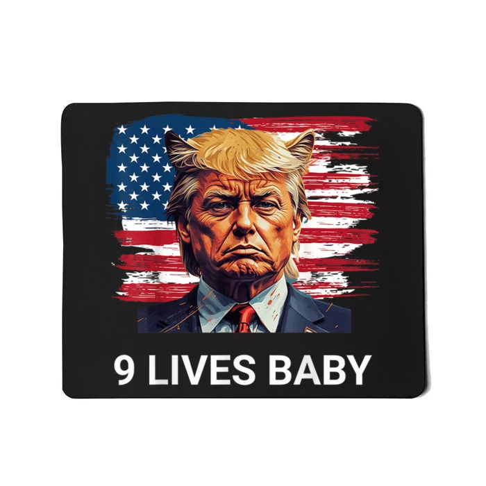 Trump With Ears Cat In Suite American Flag Nine Lives Baby Mousepad