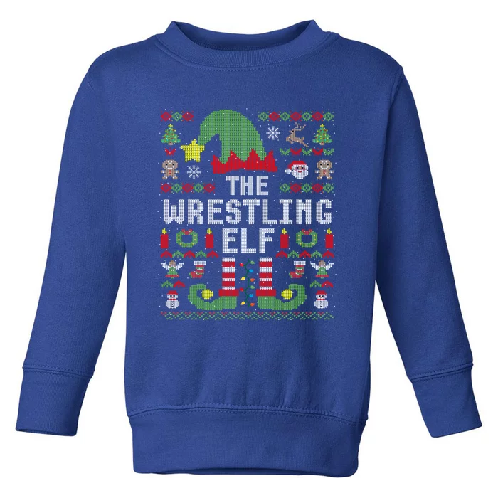 The Wrestling Elf Ugly Christmas Matching Family Group Gift Toddler Sweatshirt